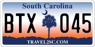 SC license plate BTX045