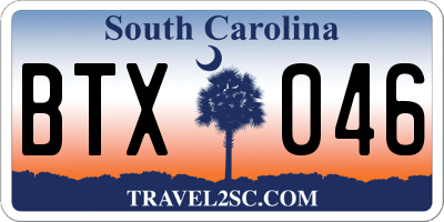 SC license plate BTX046