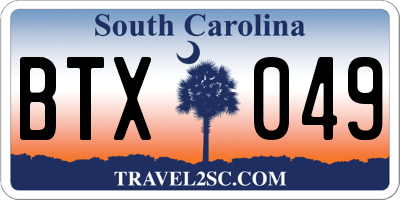 SC license plate BTX049