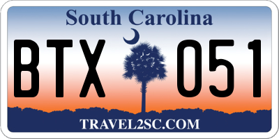 SC license plate BTX051