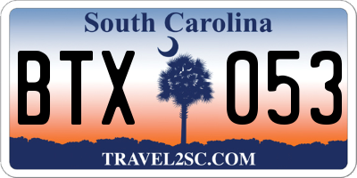 SC license plate BTX053