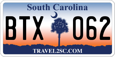 SC license plate BTX062