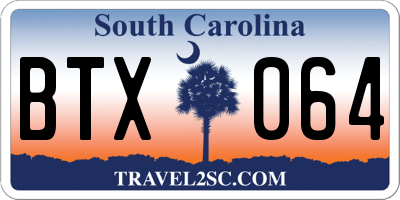 SC license plate BTX064