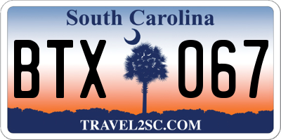 SC license plate BTX067