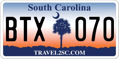 SC license plate BTX070