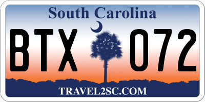 SC license plate BTX072