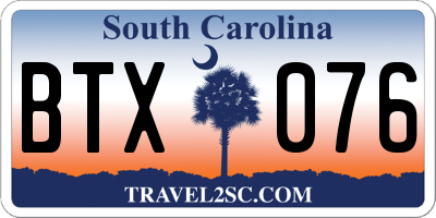 SC license plate BTX076