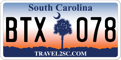 SC license plate BTX078