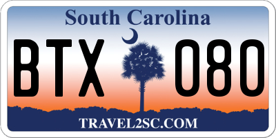SC license plate BTX080