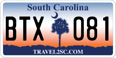 SC license plate BTX081