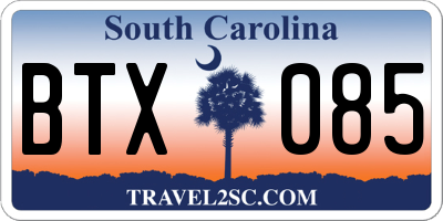SC license plate BTX085
