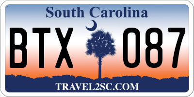 SC license plate BTX087