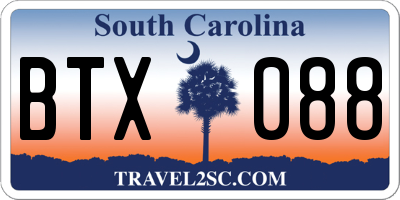 SC license plate BTX088