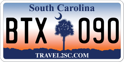 SC license plate BTX090