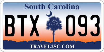SC license plate BTX093