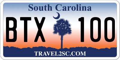 SC license plate BTX100