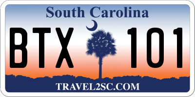 SC license plate BTX101