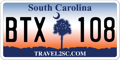 SC license plate BTX108