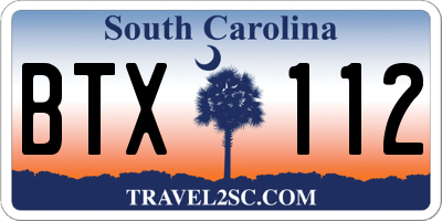 SC license plate BTX112
