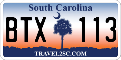 SC license plate BTX113