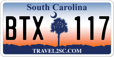 SC license plate BTX117