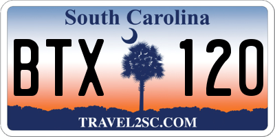 SC license plate BTX120