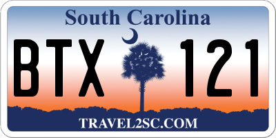 SC license plate BTX121