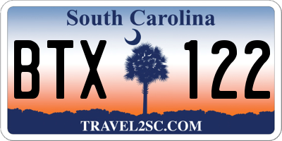 SC license plate BTX122