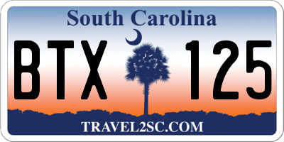 SC license plate BTX125
