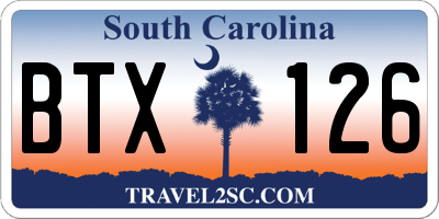 SC license plate BTX126
