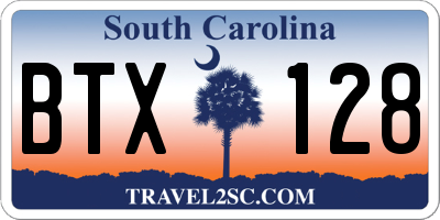 SC license plate BTX128