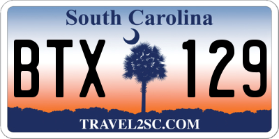 SC license plate BTX129