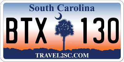 SC license plate BTX130