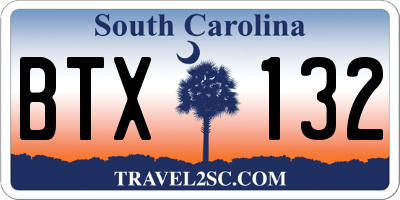 SC license plate BTX132