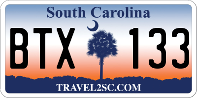 SC license plate BTX133