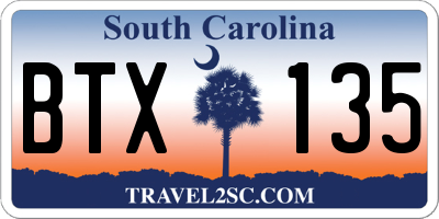 SC license plate BTX135