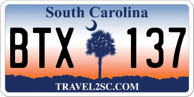 SC license plate BTX137