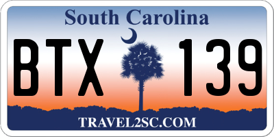 SC license plate BTX139