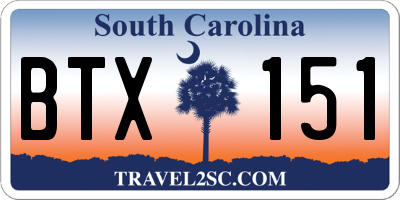 SC license plate BTX151