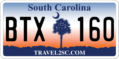 SC license plate BTX160