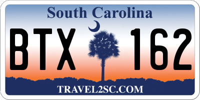 SC license plate BTX162
