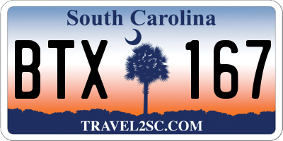 SC license plate BTX167