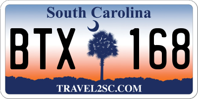 SC license plate BTX168