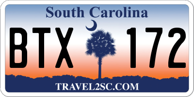SC license plate BTX172