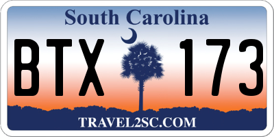 SC license plate BTX173