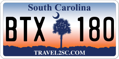 SC license plate BTX180