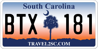 SC license plate BTX181