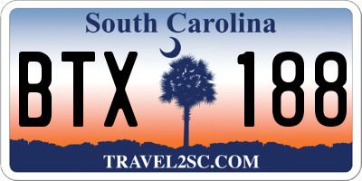 SC license plate BTX188