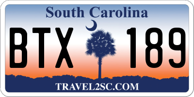 SC license plate BTX189