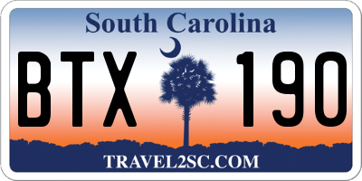 SC license plate BTX190